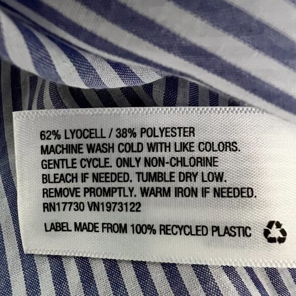 A New Day Womens Blue White Striped Short Sleeve Cropped Blouse Top Size Small - Picture 9 of 9